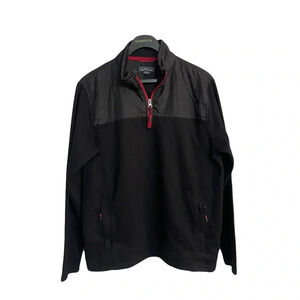 Eddie Bauer 1/4 zip pullover black w/red zipper trim size S/CH